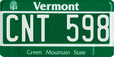 VT license plate CNT598