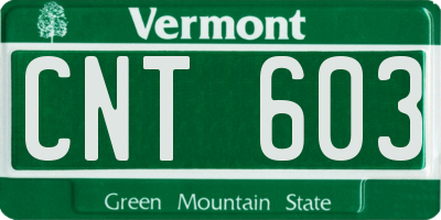 VT license plate CNT603