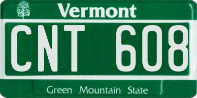 VT license plate CNT608