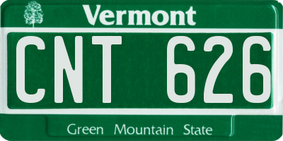 VT license plate CNT626