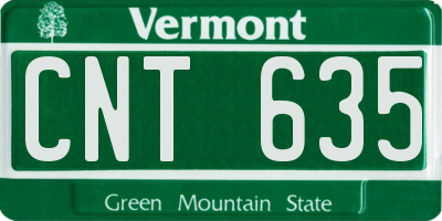 VT license plate CNT635