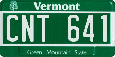 VT license plate CNT641
