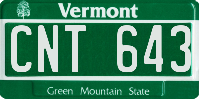 VT license plate CNT643