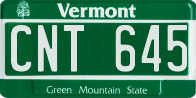 VT license plate CNT645