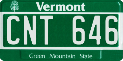 VT license plate CNT646