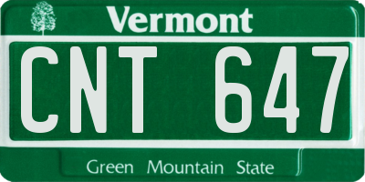 VT license plate CNT647