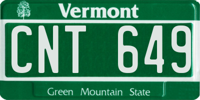 VT license plate CNT649