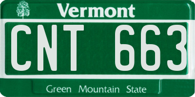 VT license plate CNT663