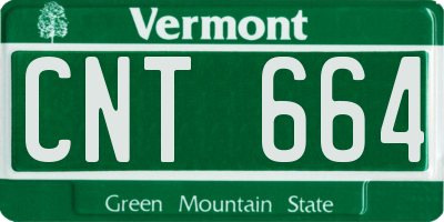 VT license plate CNT664