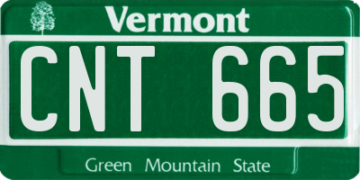 VT license plate CNT665
