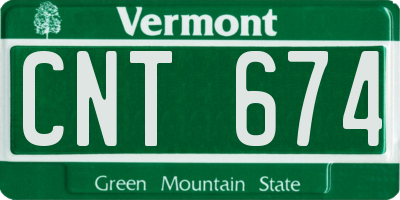 VT license plate CNT674