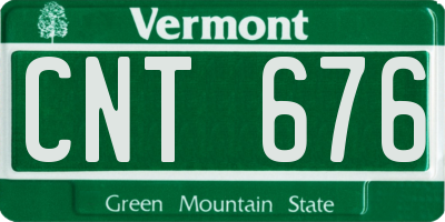 VT license plate CNT676