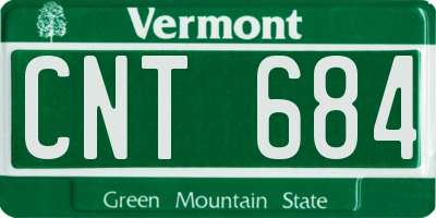 VT license plate CNT684