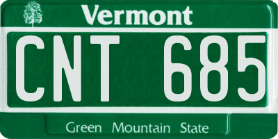 VT license plate CNT685