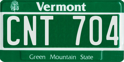 VT license plate CNT704