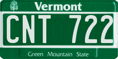 VT license plate CNT722