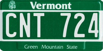 VT license plate CNT724