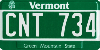 VT license plate CNT734