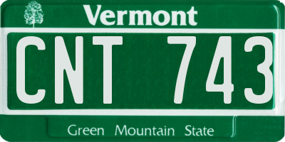 VT license plate CNT743