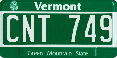 VT license plate CNT749