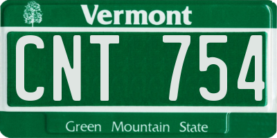 VT license plate CNT754