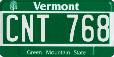 VT license plate CNT768
