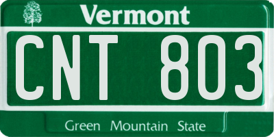 VT license plate CNT803