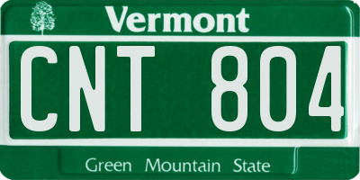 VT license plate CNT804
