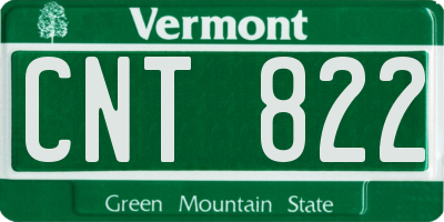 VT license plate CNT822