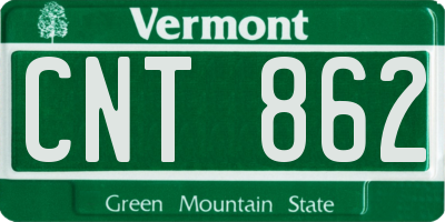 VT license plate CNT862
