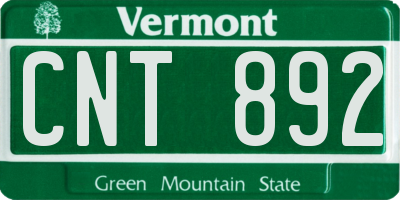 VT license plate CNT892