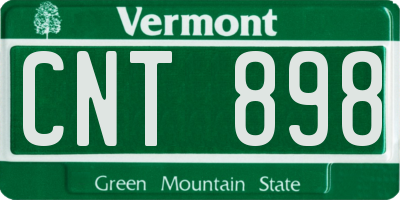 VT license plate CNT898