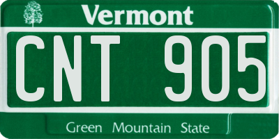 VT license plate CNT905