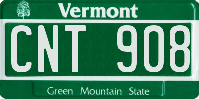 VT license plate CNT908