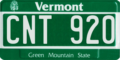 VT license plate CNT920