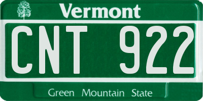VT license plate CNT922