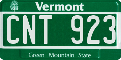 VT license plate CNT923