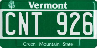 VT license plate CNT926