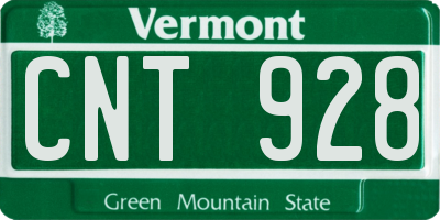 VT license plate CNT928