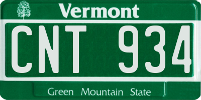 VT license plate CNT934