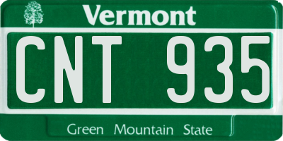 VT license plate CNT935
