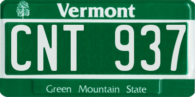 VT license plate CNT937