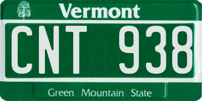 VT license plate CNT938