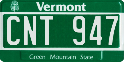 VT license plate CNT947