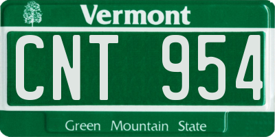 VT license plate CNT954