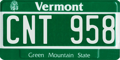VT license plate CNT958