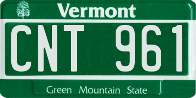 VT license plate CNT961