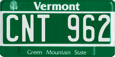 VT license plate CNT962
