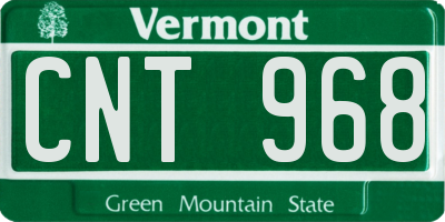 VT license plate CNT968