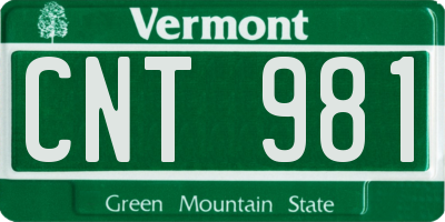 VT license plate CNT981